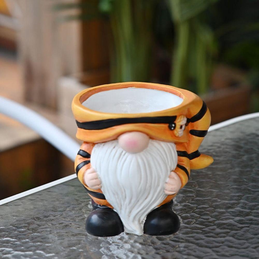 Adorable Christmas Elf Pot Figurine Exquisite Dwarf Statue Vase Desktop Ornament  Bedroom