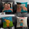 Art J-Joan C-Cornella Cushion Cover Natural Linen Organic Fabric Double-Sided Printing Sofa Home Decor Gift Pillow Case