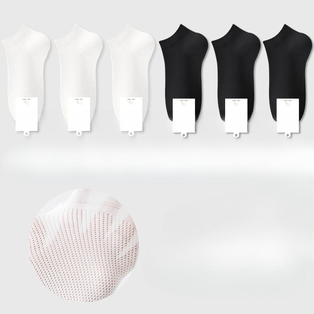 6 Pairs of Women's Summer Thin Cotton Boneless Deodorant Sweat Absorbing Heel Mesh Boat Socks