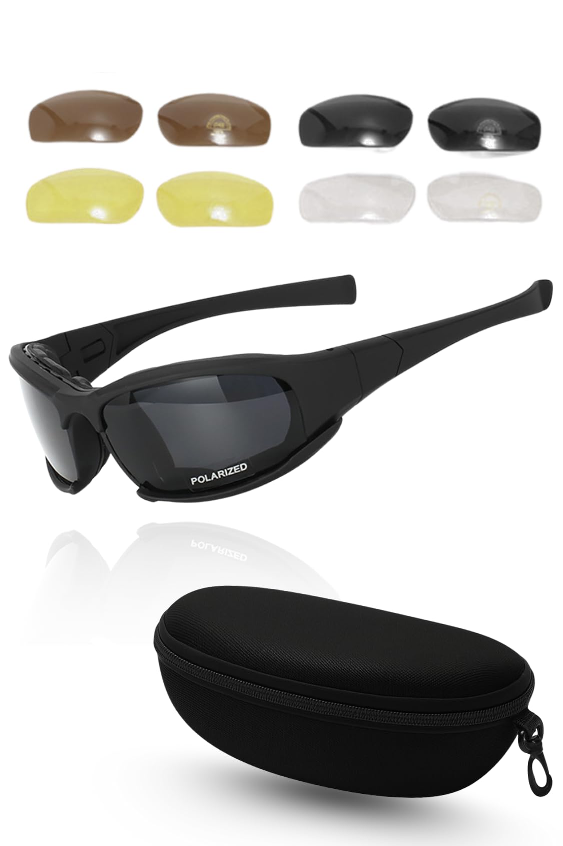 

MO FACTORY Motorcycle with 4 Interchangeable Reduces Blocks and Offers Wind and UV Perfect for and Road with Case Goggles, Polarized, Lenses, Glare,