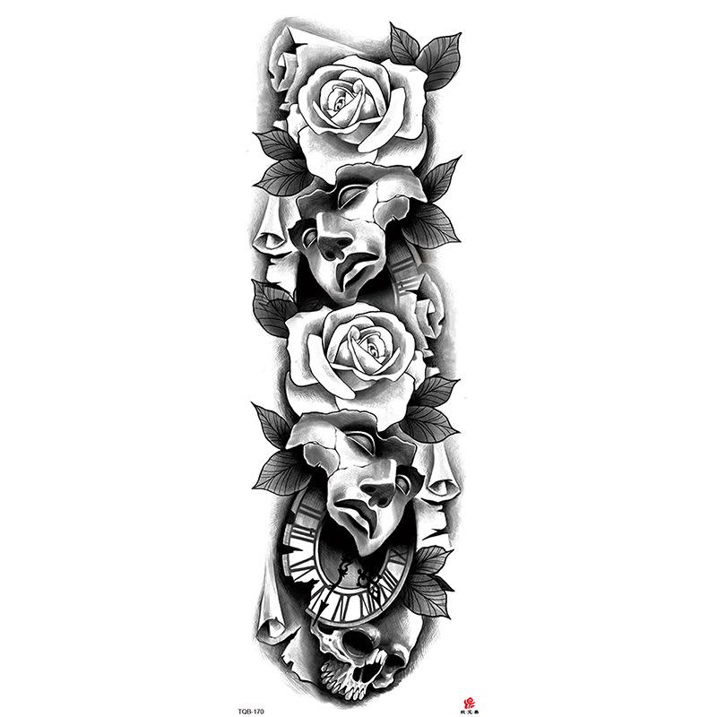 Waterdichte tattoo stickers voor de hele arm: Jezus, Maagd Maria, Kroon, Leeuw-ontwerp