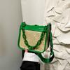 Woven Chain Handbag Women's 2025 New Textured Straw Shoulder Messenger Bag Versatile Contrasting Color Small Square Bag