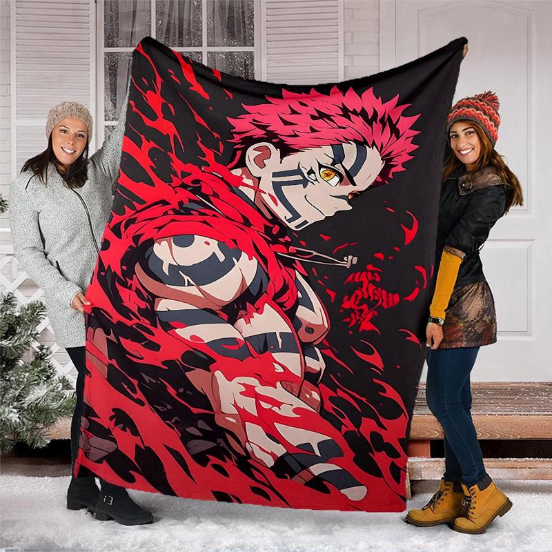 1pc Akaza Theme Blanket - Digital Print, Polyester, Cozy for All Seasons, Perfect for Outdoor, and Travel