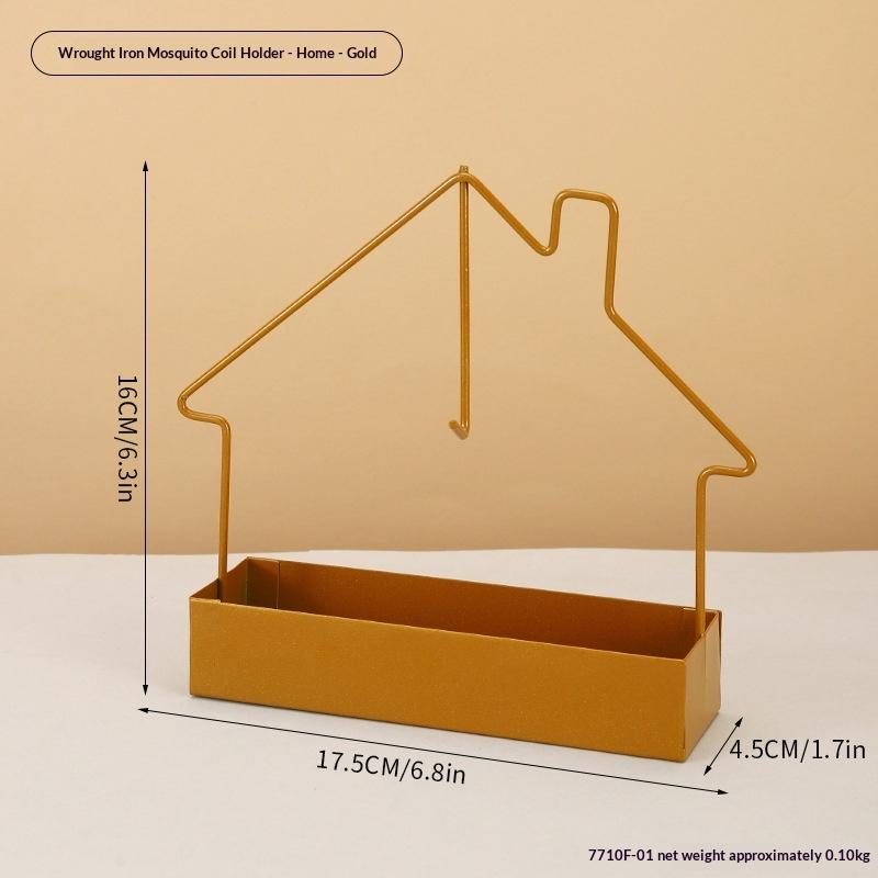

House Shaped Metal Mosquito Coil Holder Fireproof Coil Burner Stand For Home Indoor Outdoor Use золотий