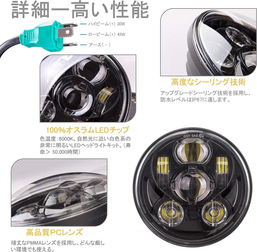 MOVOTOR Headlight with Inspection IP67 Genuine Replacement for 883 and Sportster 5.75 Hi/Lo Switch, Compliant, Waterproof, Harley-Davidson