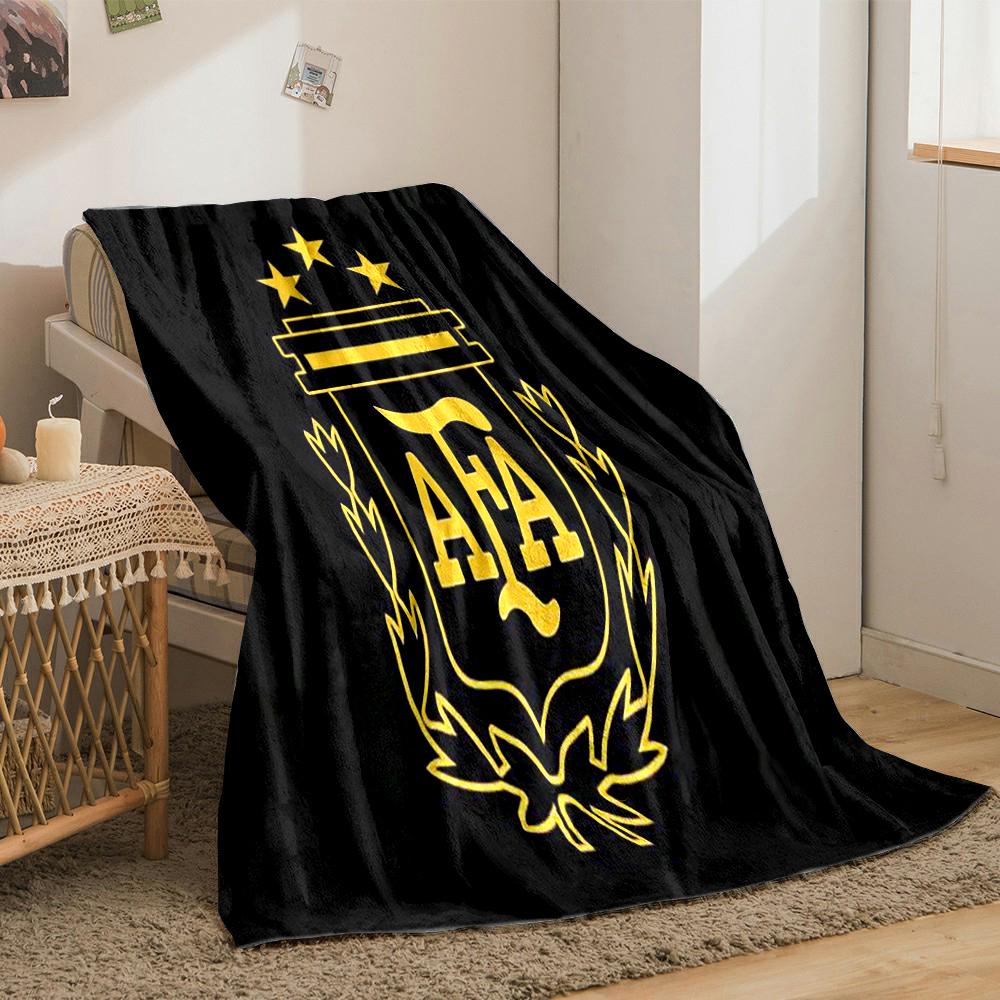 Black and Gold AFA Logo Designed Flannel Blanket for Bedroom, Living Room, Sofa, and Nap