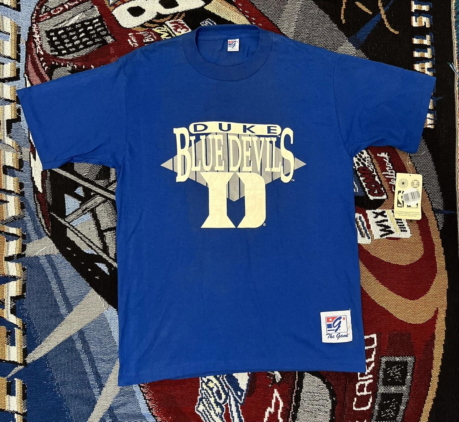Vintage Duke University Blue Devils Shirt The Game Graphic Spellout Large FLAW S