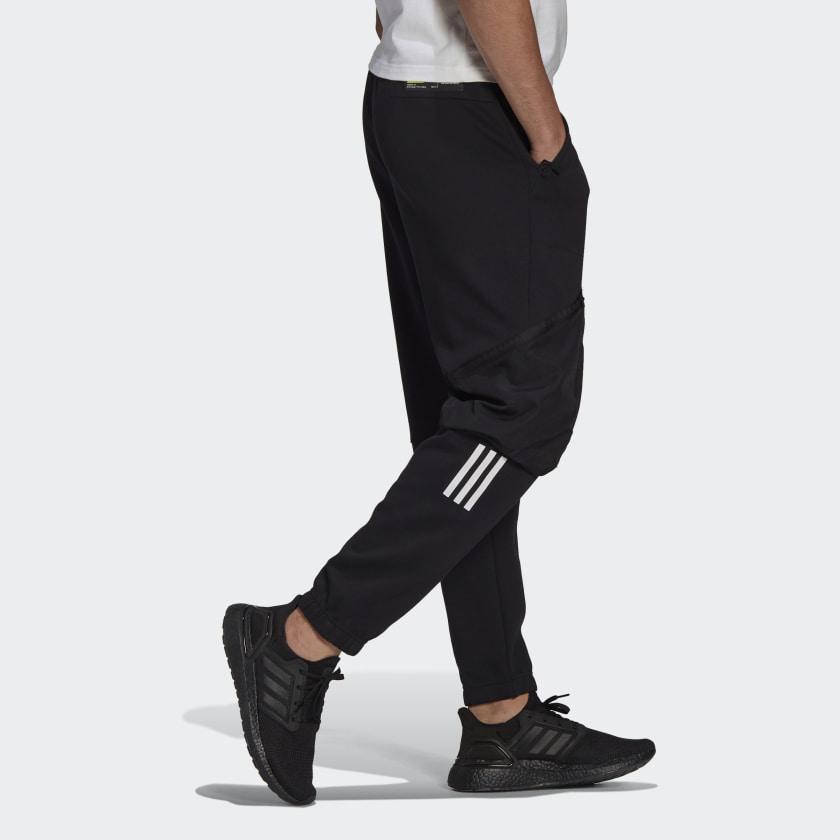 Adidas Slim Fit Cuffed Cargo Track Pants Men Bottoms Black GM5786