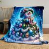 "Festive Snowman Christmas Tree Blanket" print blanket soft and cozy perfect for the living room bed sofa or a nap,gift
