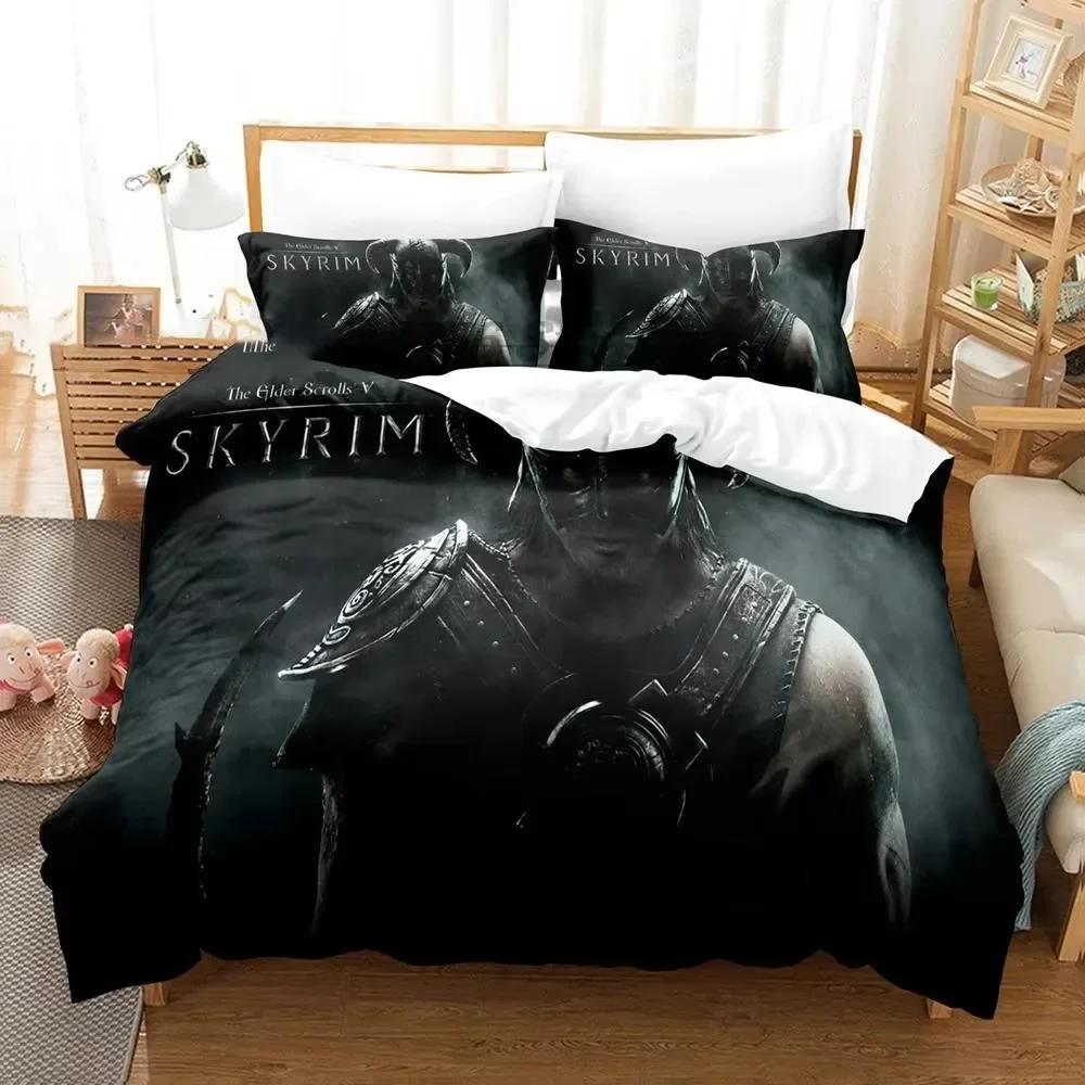 Ensemble de literie 3D Skyrim Housse de couette Taies d'oreiller Simple Jumeau Complet Queen King Size Décoration de maison Couette Cadeau pour Garçons