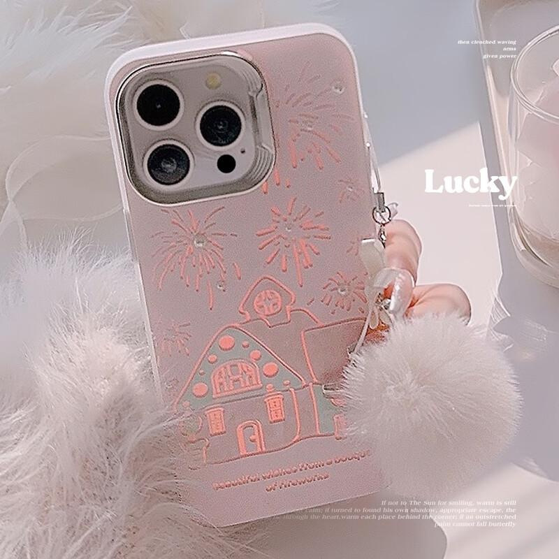 

FuMaide Laser iPhone 15 Case with Fireworks Snow House Design