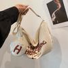 College Canvas Bag Casual Crescent Bag Letter Printed Large Capacity Crossbody Dumplings