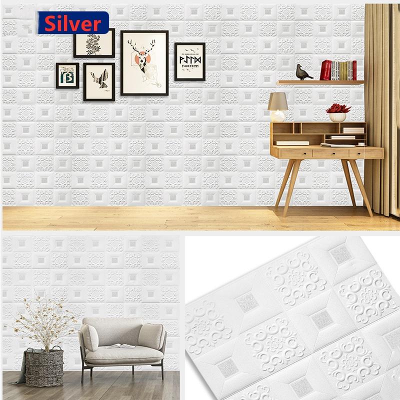 Self-adhesive Anti-collision Romantic and Warm Children's PE Foam 3D Wallpaper DIY Decorative Embossed Wall Stickers 70CM X 70CM