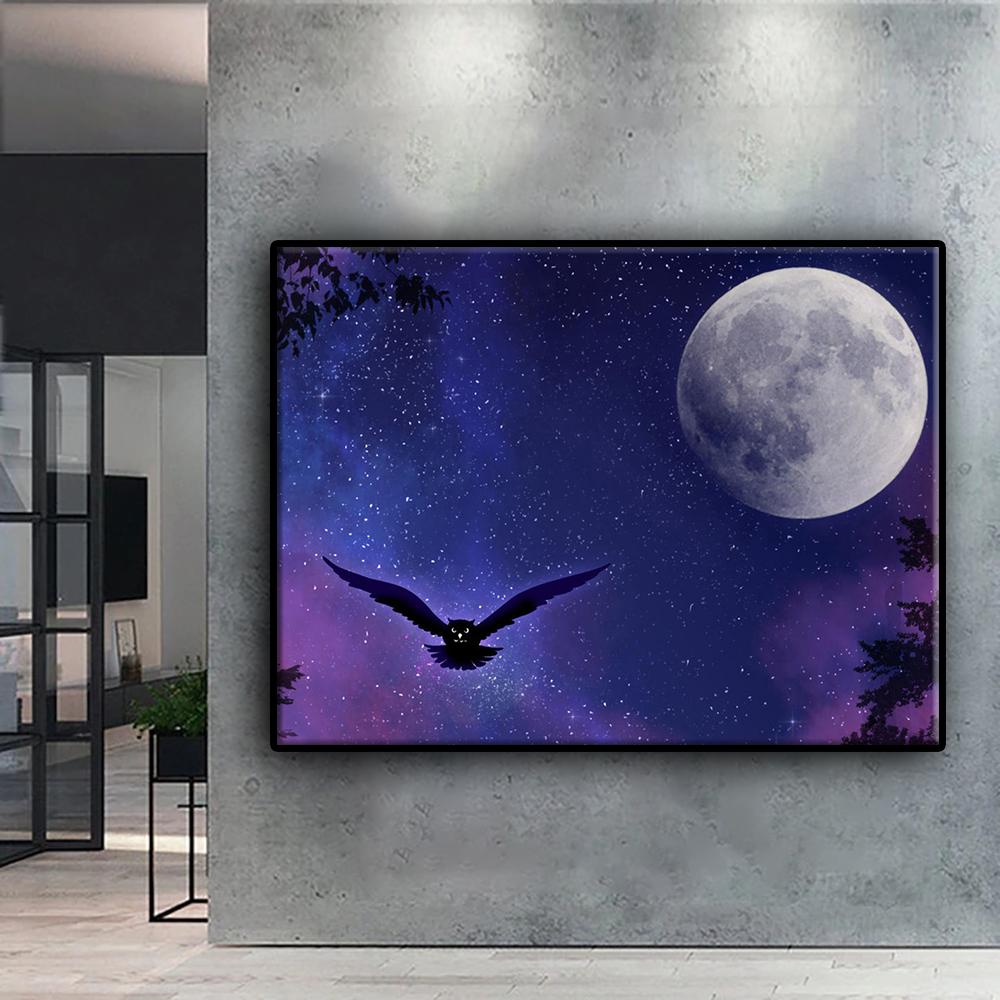 5D DIY Diamond Painting Cross Stitch Artistic Moon and Starry Sky Diamond Embroidery Mosaic Wall Art Home Decoration
