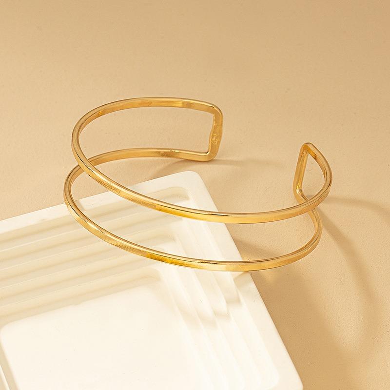Vintage Minimalist Upper Opening Arm Bracelet for Women Fashion Geometric Gold Color Circular Bangles Boho Jewelry Party Gifts