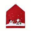6pcs Festive Christmas Chair Covers Set Santa Snowman Designs, Polyester, No Power Needed - Ideal for Holiday Dining Room Decor Family Celebrations