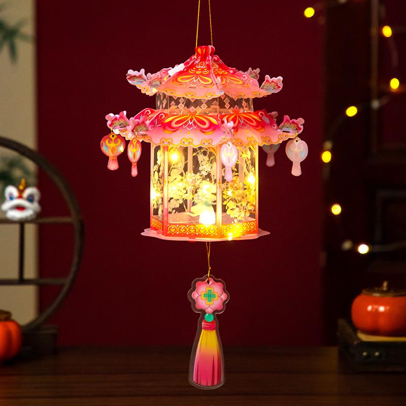 Handmade Children’s Chinese Style Mid-Autumn Traditional Lantern with Luminous Projection