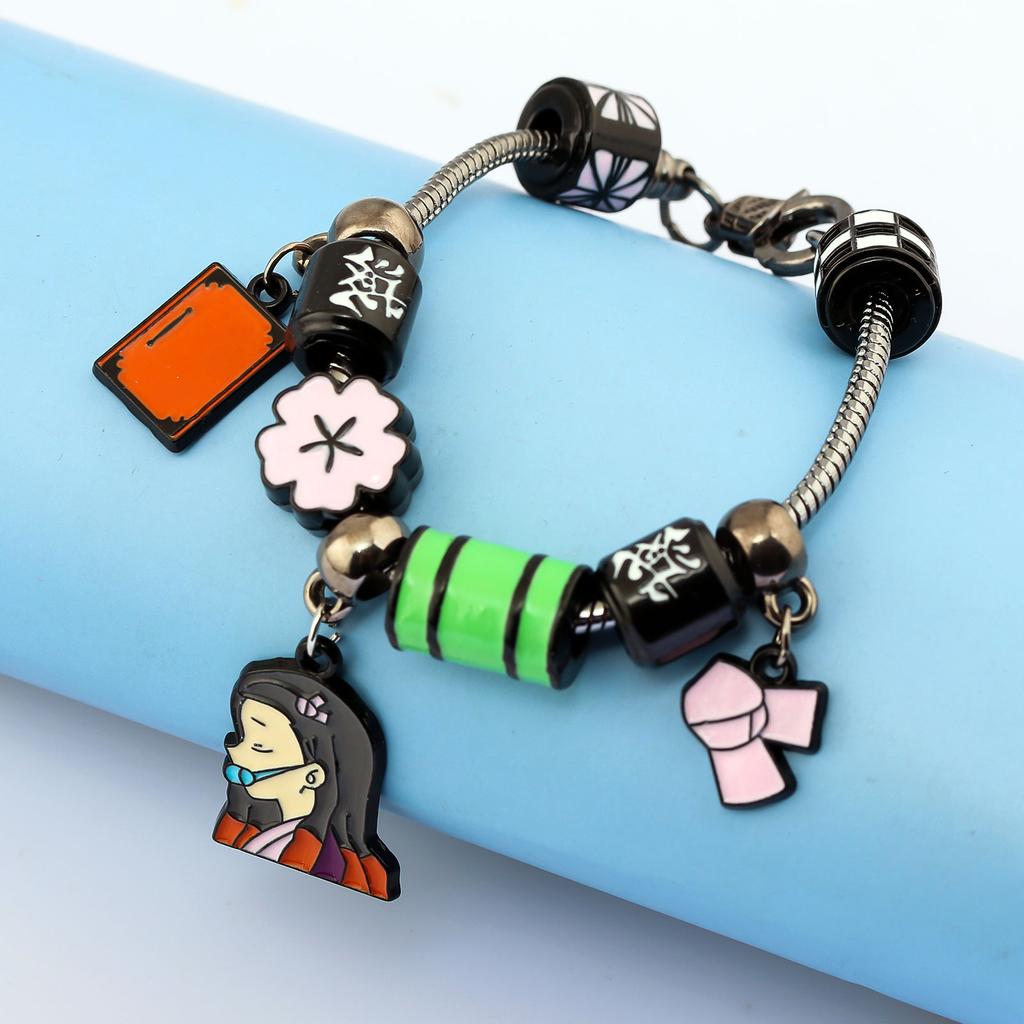 Demon Slayer Kimetsu no Yaiba Kamado Nezuko DIY Charm Bracelet Anime Cosplay Jewelry Unisex
