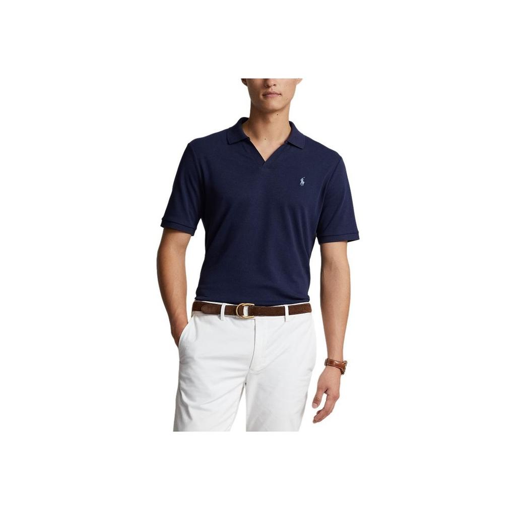 Polo Ralph Lauren Solid Color Small Pony Embroidered Loose Casual Short Sleeve Polo Shirt Men Tops Elegant-Dark-Blue MNPOKNI1N822833-400