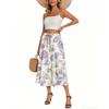 Women's Skirt Bohemian Flower Skirt Solid Color Casual Temperament With Pockets Skirt
