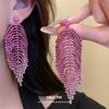 Silver needle diamond leaf fringed earrings retro fashion exquisite earrings light luxury high-end earrings design sense niche
