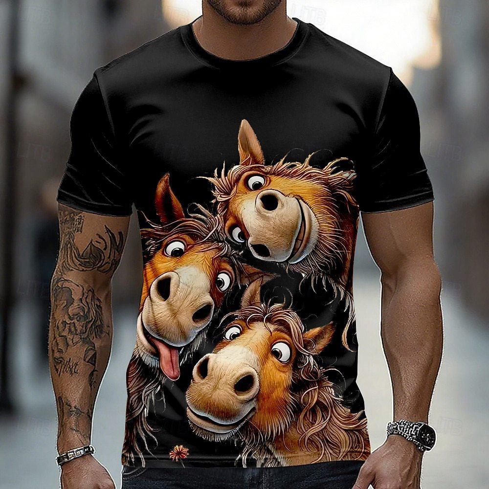 3D Digital Printing Men's Casual Round-neck Short-sleeved T-shirt