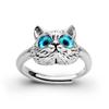 Lebendige Niedliche Silberne Farbe Kitty Cat Offene Ringe Für Frauen Mädchen Neue Mode Einstellbar männer Ring Gothic Tier Schmuck Geschenke