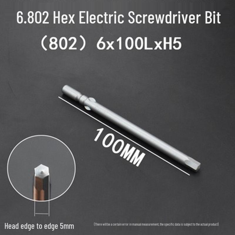 Extended Hexagonal S2 Steel Electric Screwdriver Bit with 5mm/6mm Shank