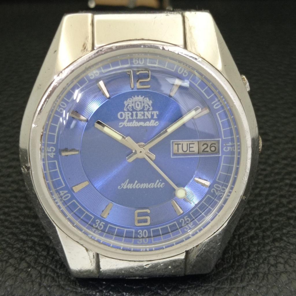 AUTOMATIC VINTAGE ORIENT 46941 JAPAN MENS BLUE COLOR DIAL WATCH a500739-5 R154-a500739