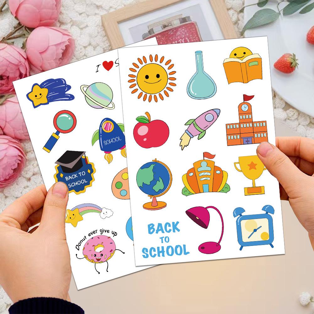 8-Sheet Cartoon Back-to-School Reward Stickers for Phone Cases and Notebooks