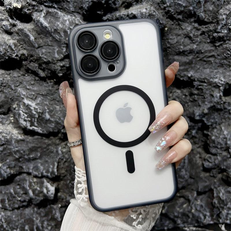 

Роскошный матовый магнитный чехол с ледяным туманом для iPhone 15 Pro Max 14 Plus 13 12 11 Pro, универсальный чехол с защитой от падений и пленкой для объектива iPhone 11 чёрный