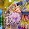 Women Folding Mirror Keychain Portable Make-up Mirror Pendant Rhinestones Faux Pearl Double-Sided Mirror