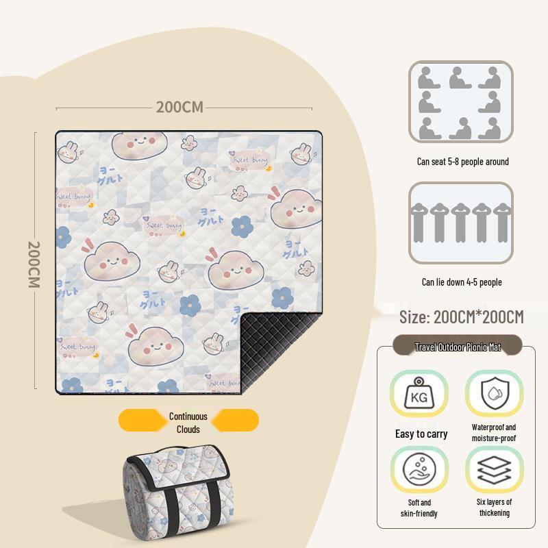 Extra Large Outdoor Camping and Beach Mat – Portable, Moisture-proof, Thickened 3m Picnic Cushion.