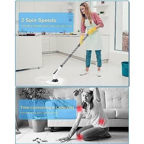 Brosse electrique nettoyage rotative, brosse de nettoyage sans fil avec 8 têtes de brosse remplaçables, electric spin scrubber avec