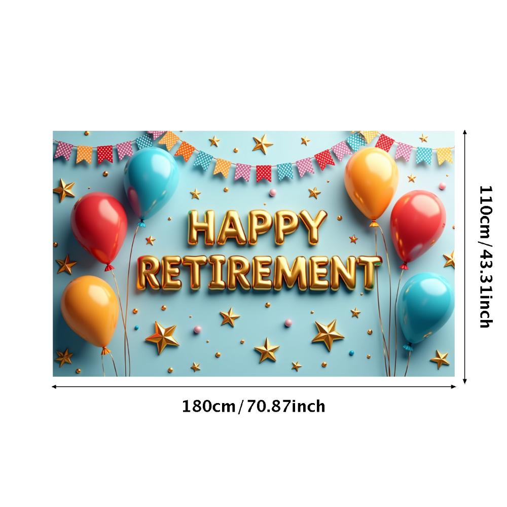 Happy Retirement Banner Balloons Retirement Theme Party Celebration Decoration Backdrop Photography Background Prop Wall Poster
