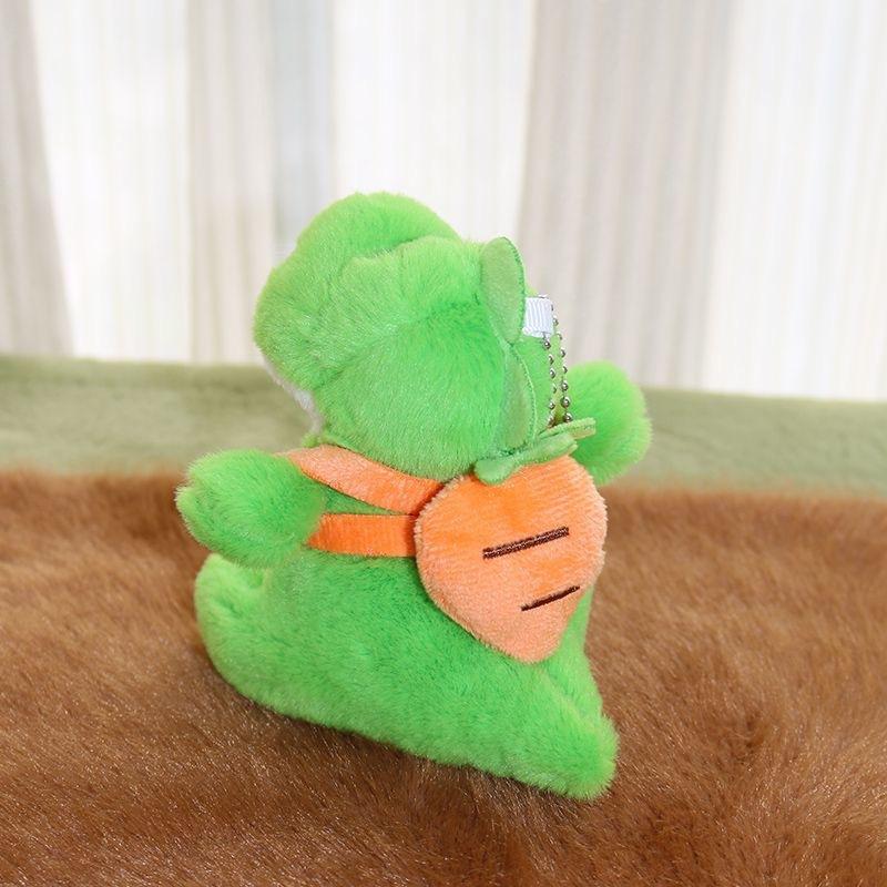 12CM Kawaii Fluffy Green Dinosaur Plush keychain Dinosaur keychains with Cute Fruit Backpack Bag Charm Car keychain for Women