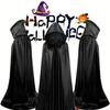Halloween Grim Reaper Cape Cloak Adult Black Hooded Costume Prop Wide Wizard Magic Robe
