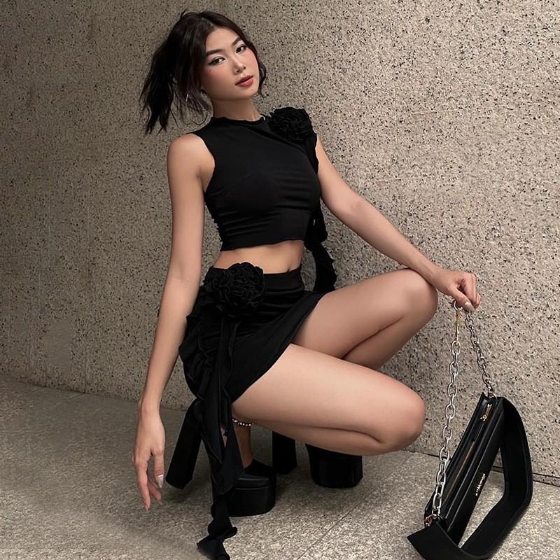 Fashion Women's Solid Neck Hollow Tie Split Sexy Body Building Dress