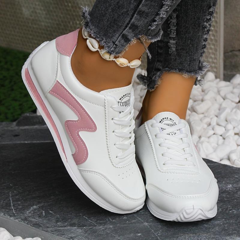 2025 New Spring and Autumn Breathable Color Blocking Fashion White Student Sports Casual Flat Single Shoes