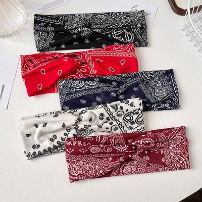 Grenzüberschreitendes Paisley Baumwoll-Stirnband: Elastisch, Waschbar, Perfekt für Yoga & Sport.