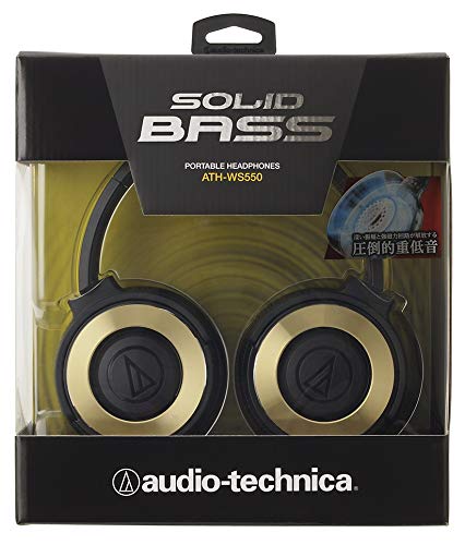 Audio-Technica ATH-WS550 Portable Headphones Deep Bass Black Gold