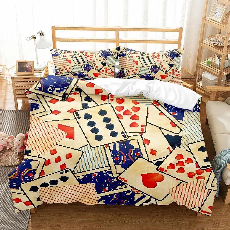 Playing Poker Super King Duvet Cover Set 3d Printed Dollar Duvet 2 People Winter 3d Comforter Bedding Sets Black Red Bed Set
