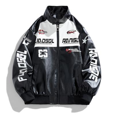 Autumn and Winter Men's PU Leather Jacket Standing Collar Motorcycle Jacket Leather Jacket Men's Korean Version Slim Fit and Wash Free Men's Clothing