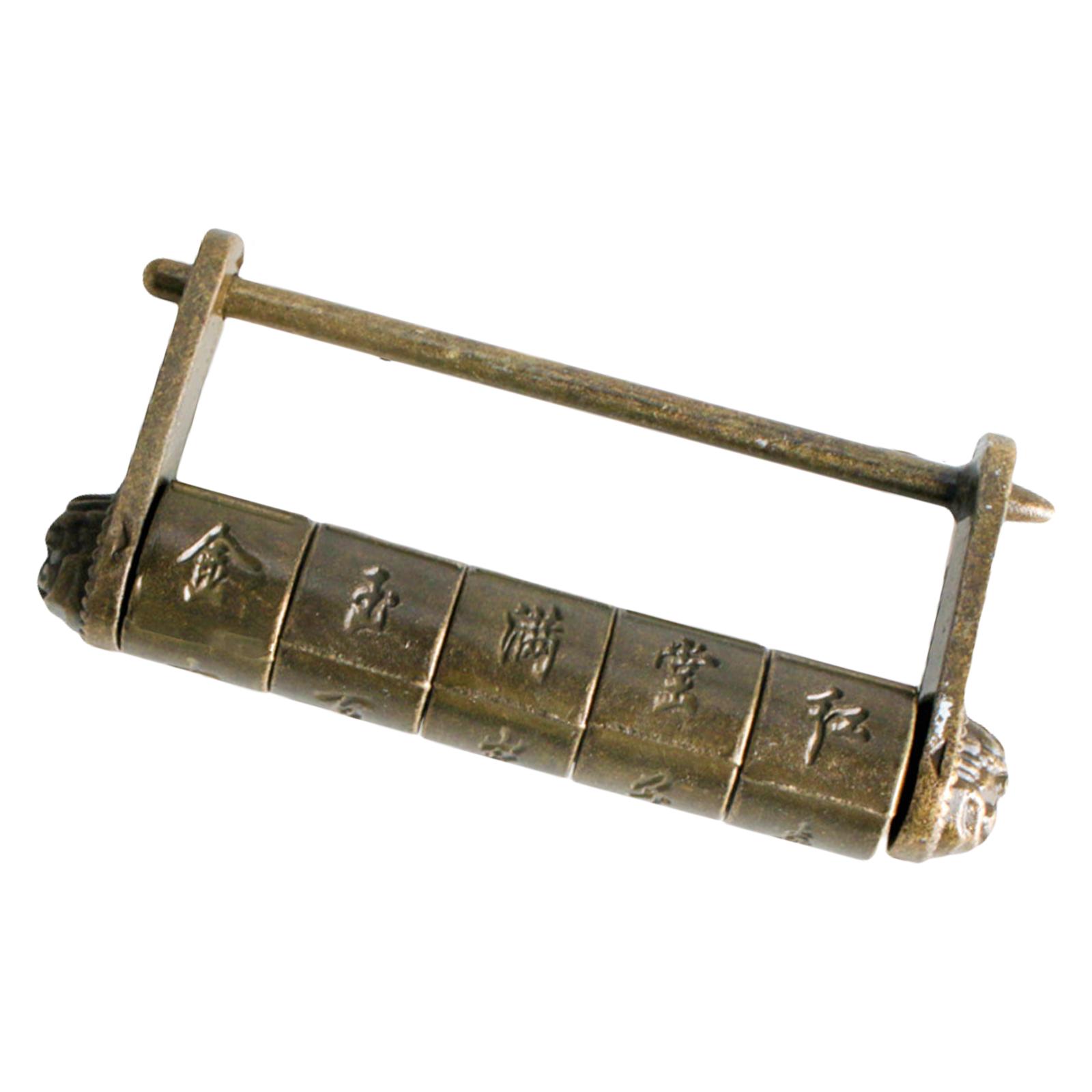 Антикварный кодовый навесной замок с китайскими иероглифами, элегантный декоративный замок из цинкового сплава для шкатулки для драгоценностей, шкафа B