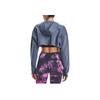 Under Armour Letter Print Hooded Drawstring Cropped Long Sleeve Sweatshirt Women Sweatshirt Blue 1374527-767