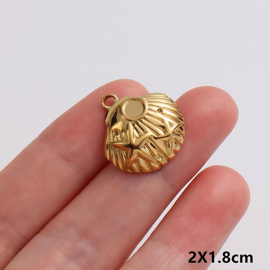 5pcs/Lot Gold Color Exquisite Sea Animal Charm Shell Tortoise Stainless Steel Pendants For Jewelry Making Supplies Beach Pendant