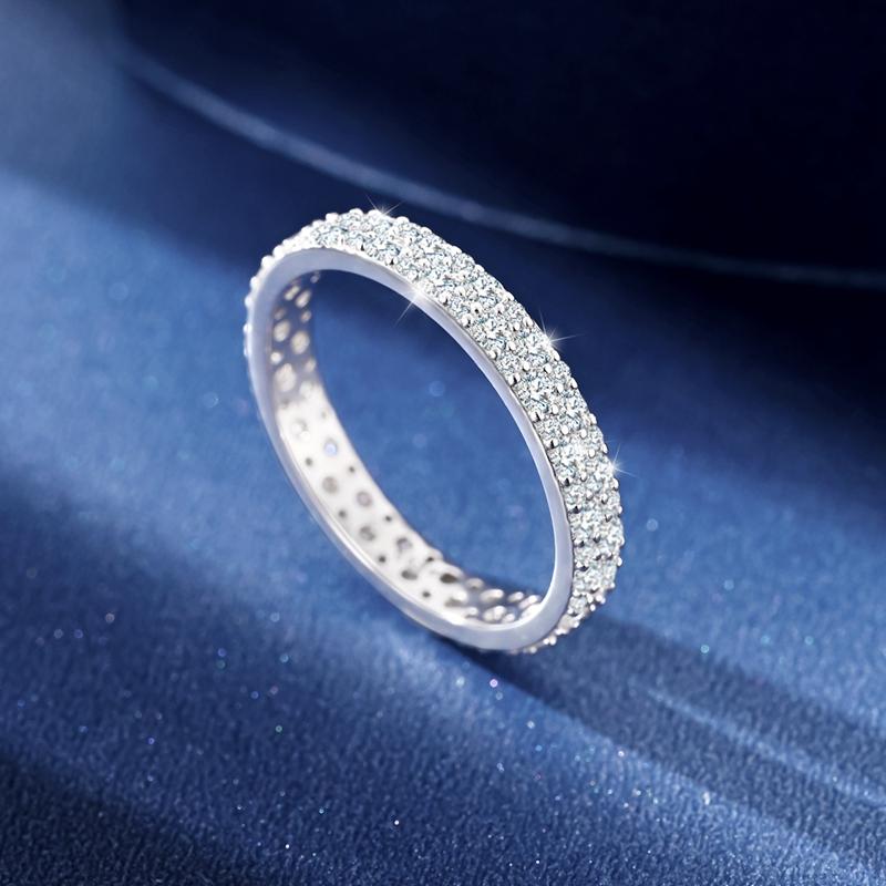 Moissanite Rings 100 Copper Classic Sparkling Full Moissanite Ring for Women Wedding Engagement Eternity Bands