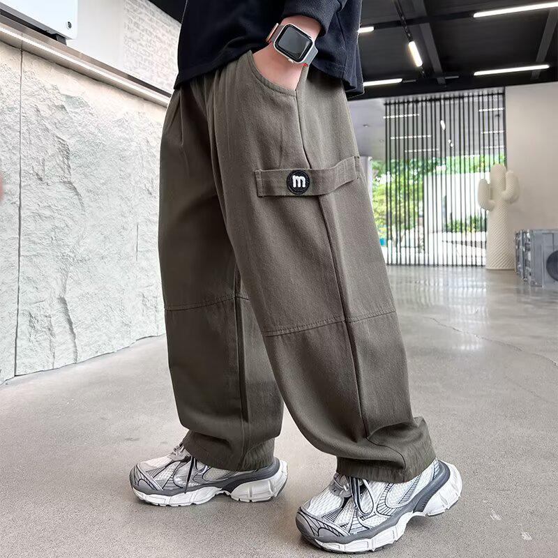 

Boys 2025 Autumn/Winter Cargo Pants: Stylish, Casual Streetwear for Kids 130 cm зелёный