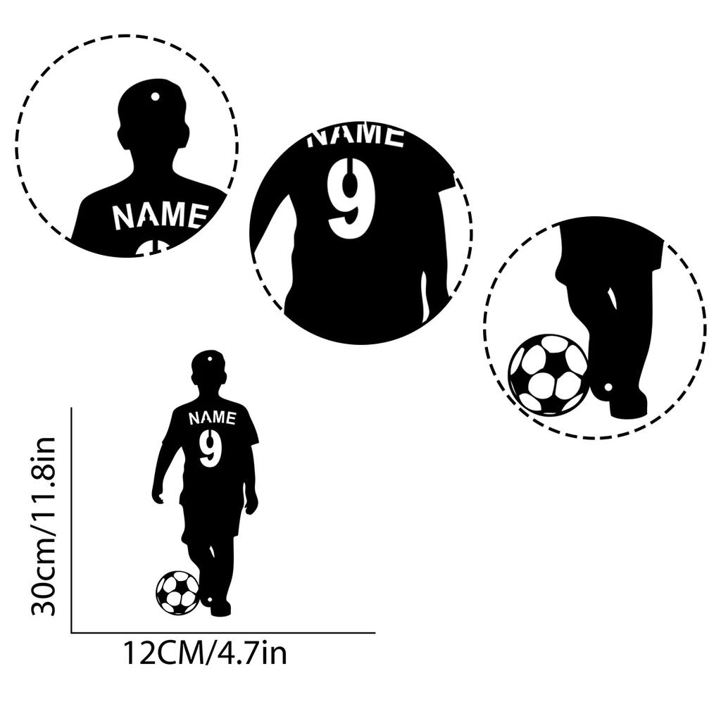 Personalized Soccer Wall Art, Custom Name Football Decal, Sport Player Vinyl Sticker, Kids Room Metal Poster, Boys Gift Decor