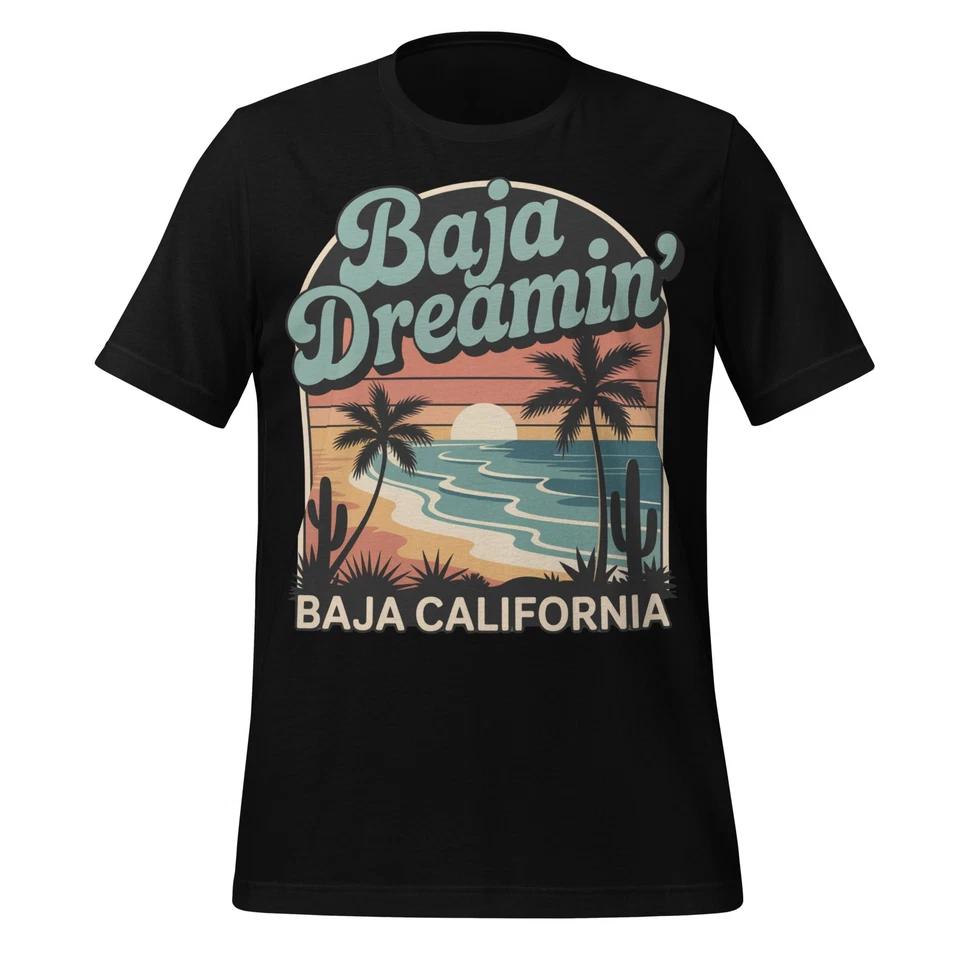 Baja California Shirt Unisex Sunset Beach Tee Retro Palm Tree Coastal Design XL